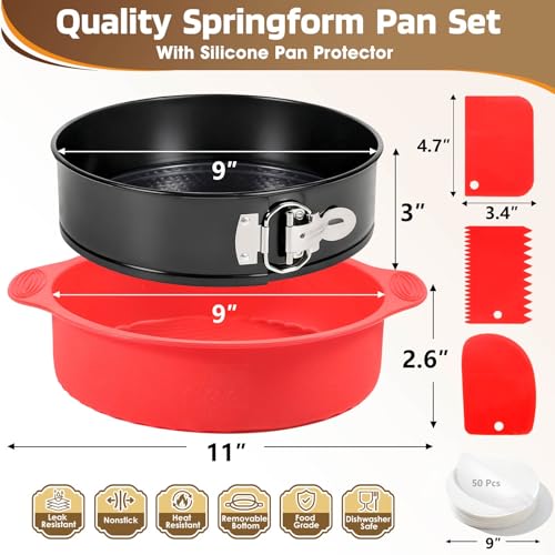 9 Inch Springform Pan Leakproof Nonstick Cheesecake Pan with Protector