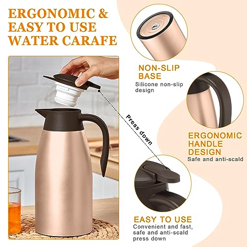 2 Pcs Thermal Coffee Carafe Insulated Stainless Steel Coffee Carafe for Hot Liquid Vacuum Thermal Pot Creamer Pitcher Dispenser with Brushes Keeping Hot Water Milk