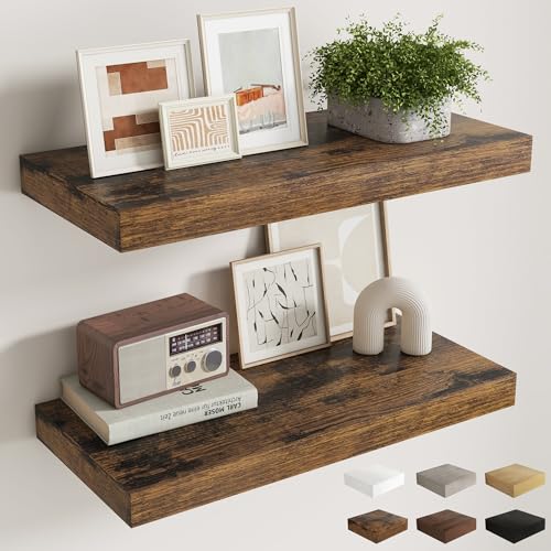 30 Inch Brown Floating Shelves for Wall (2 Count)