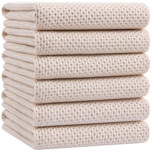 100% Cotton Oversized Waffle Weave Kitchen Towels 6 (6 Count)