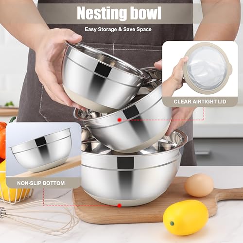 Stainless Steel Mixing Bowls with Lids & Colander (6 Count)