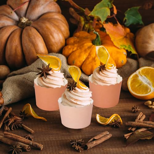 120 Pcs Fall Orange Paper Baking Cups Scalloped Edge Cupcake Wrappers Gradient Orange Cupcake Muffin Cases for AutumnThanksgiving Party (120 Count)