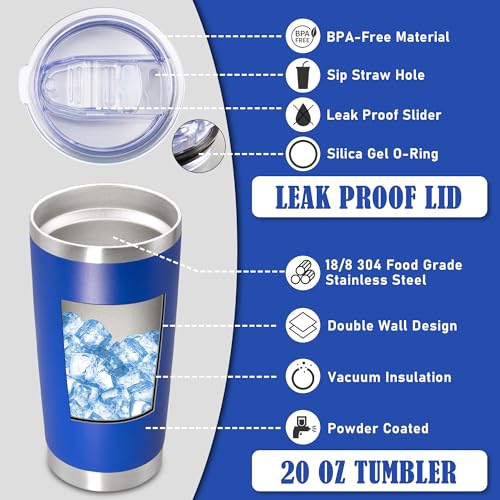 20oz Tumbler Insulated Coffee Tumblers with Lid Stainless Steel DarkBlue 4P (4 Count)