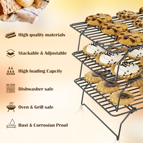 3 Tier Stackable Cooling Rack for Batch Cooling Cookie