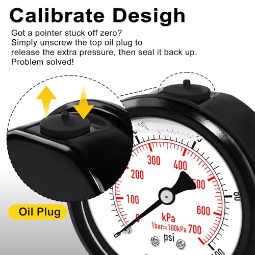 100Psi 2.5Inch Lower Mount Water Pressure Gauge 1