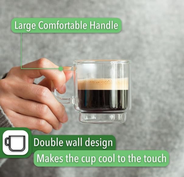 BTaT Double Walled Stackable Espresso Cups (6 Count)