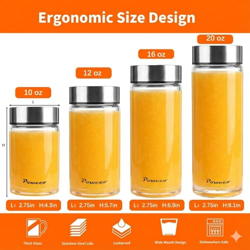 Glass Juice Bottles 4 Pack 10 oz (4 Count)