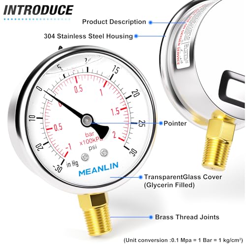 30inHG~30Psi Stainless Steel 1