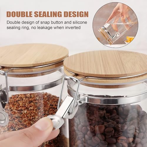 47 oz 1350ml Clear Glass Storage Canister with Airtight Bamboo Lid