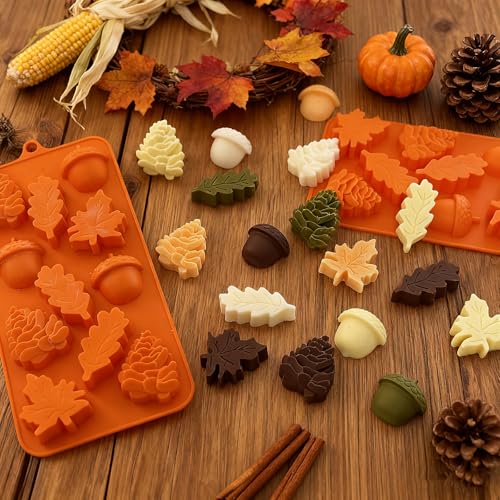 3Pack Fall Chocolate Mold Thanksgiving Silicone Candy Molds Halloween Autumn Harvest Festival Baking Mold Chestnuts (3 Count)