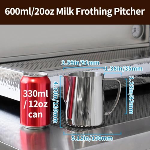 Milk Frothing Pitcher 20oz Stainless Steel Latte Art Milk Jug