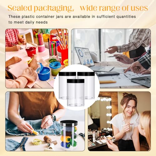 4 Pcs Plastic Jars Wide Mouth with Lids (4 Count)