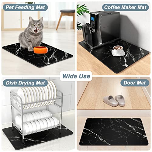Coffee Mat 16" x 24" Cute Marble Style Coffee Bar Mats for Espresso Machine Station Accessories and Organizer
