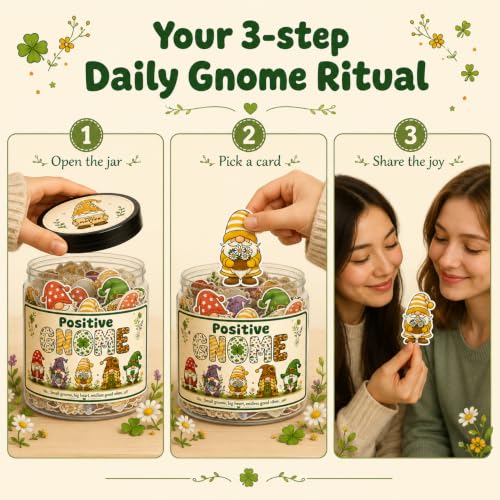 Positive Gnome Jar with 60 Daily Affirmation Cards