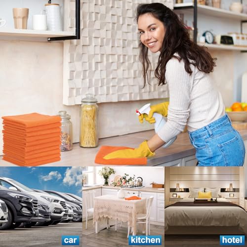100 Pack 12'' x 12'' Microfiber Cleaning Cloths Reusable Cleaning Rags Bulk Microfiber Towels Softer Highly Absorbent Washcloths for House Kitchen Car Window