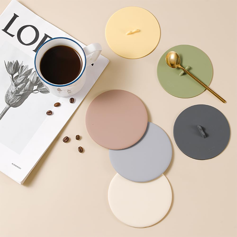 Silicone Cup Lids Silicone Cup Covers 6color Design, Food Grade Anti-dust Airtight Seal Lids for Mugs, Tea Cups, Coffee Cup 3pcs (White-3pcs)