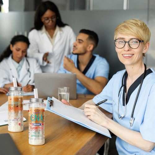 24 Pcs CNA Week Appreciation Gifts 14.2oz Certified Nursing Assistant Thank You Tumbler Cups with Lids and Straws Bulk Happy CNA Week Party Favors Medical Assistant Nursing Student Gifts (24 Count)