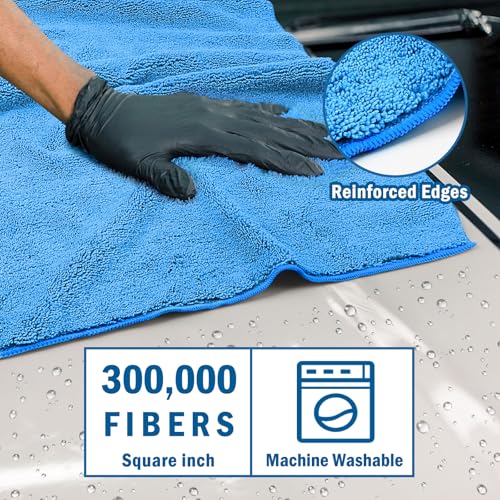 Professional Large Microfiber Car Drying Towels 4 Pack (4 Count)