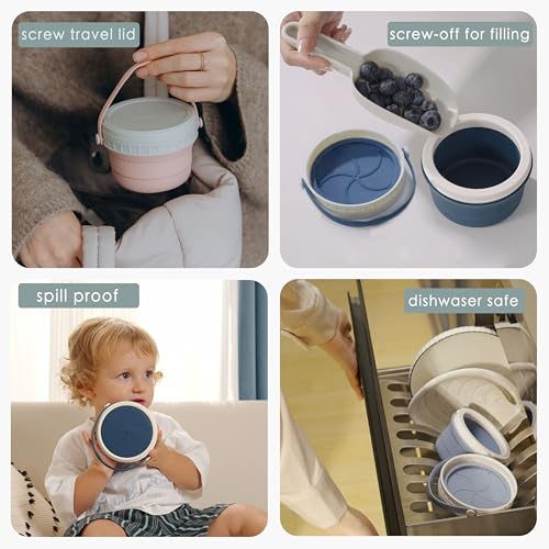 No Spill Silicone Toddler Snack Containers (12 Ounce)