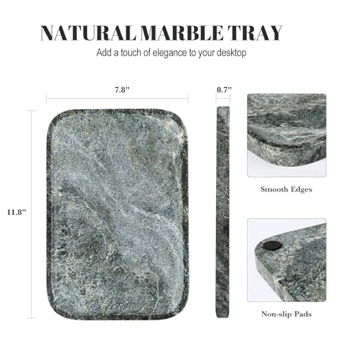 Marble Tray 12"x8" Natural Marble Vanity Tray for Countertop Bathroom Kitchen Dresser