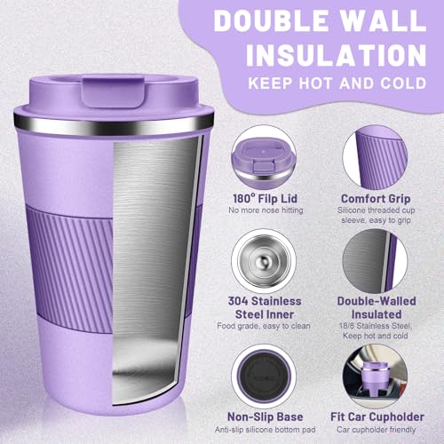 Insulated Coffee Tumblers with Flip Lid 12oz