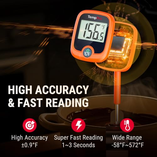 TempDip 1 Sec Candy Thermometer Digital with Pot Clip & Large LCD