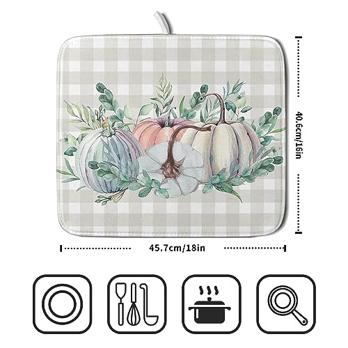 Fall Colorful Pumpkin Dish Drying Mat for Kitchen Counter