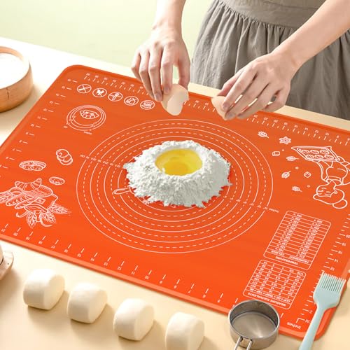 Silicone Baking Mat 28" x 20" Extra Thickness Dough Rolling Mat with Measurements and Edge Heightening