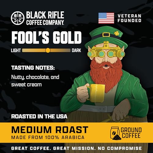 Black Rifle Coffee Medium Roast Ground Coffee Fools Gold 12 oz (12 Ounce)