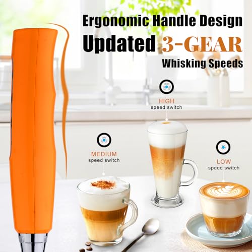 Orange Milk Frother Wand for Coffee