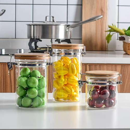 47 oz 1350ml Clear Glass Storage Canister with Airtight Bamboo Lid
