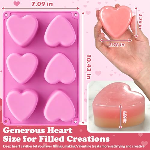 Heart Silicone Molds Valentine's Day for Baking Cake Chocolate Cocoa Bomb (12 Cavities)