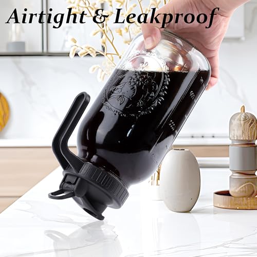 Cold Brew Coffee Maker 64 Oz Mason Jar Iced Coffee Maker 2 Set Half Gallon Glass Pitcher With Pour Spout Lids 2 Quart Wide Mouth Cold Brew Pitcher With Strainer For Fridge
