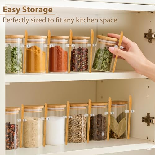 12 Pack 8 oz Round Glass Spice Jars with Lids and Spoons (12 Count)