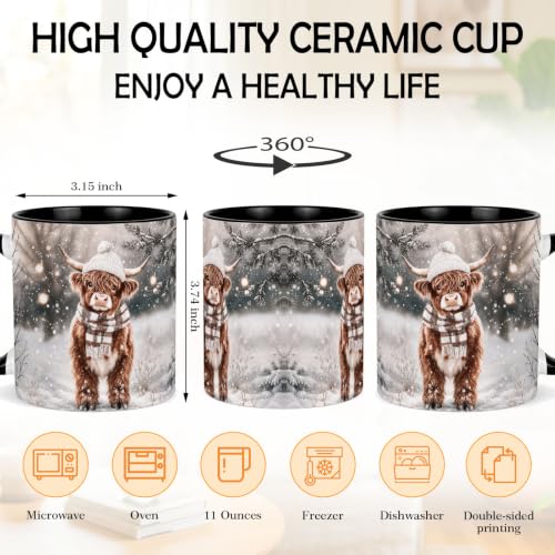Snowy Winter Highland Cow Coffee Mug