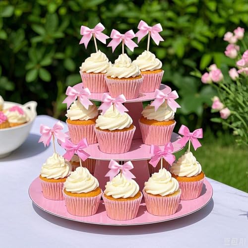 Pink Bow Cupcake Toppers (12 Count)