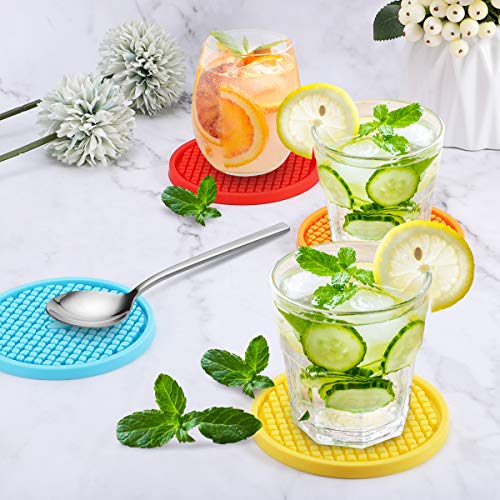 Silicone Coasters [6 Pack] Thickened Drink Coasters with Holder (6 Count)