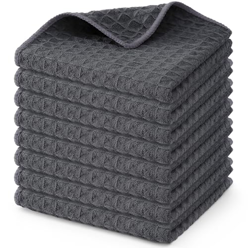 Microfiber Waffle Weave Kitchen Dish Cloths (8 Count)