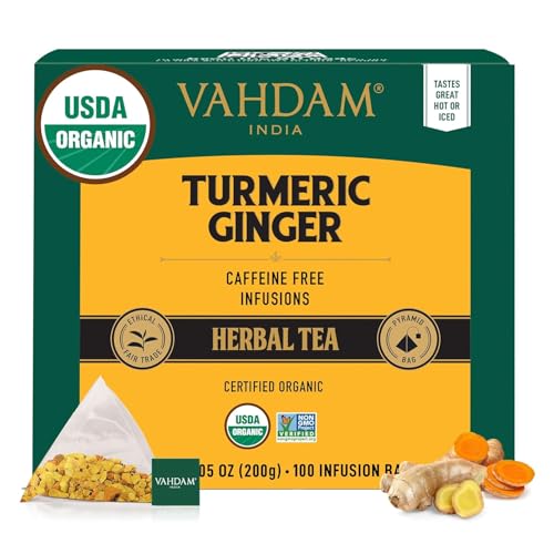 Organic Turmeric Ginger Herbal Tea Bags (100 Count)