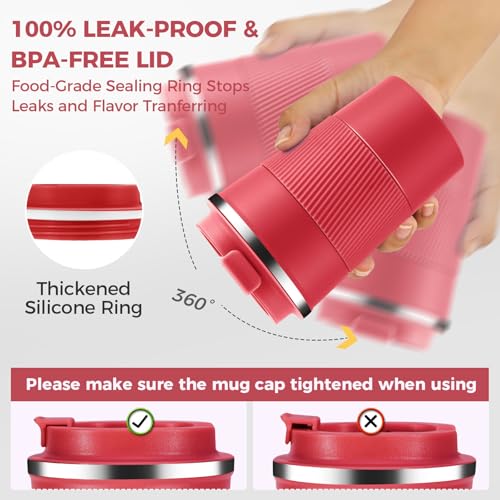 13 oz Stainless Steel Insulated Travel Coffee Mug with Fip Lid