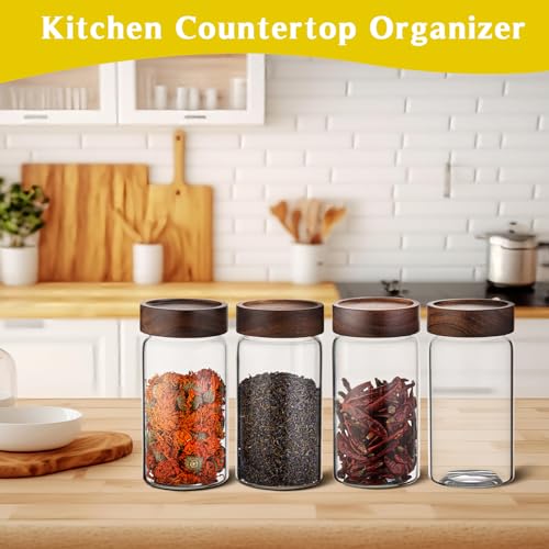 18 OZ Glass Coffee Jars with Top Screw Lid Ground Sugar Spice Herb Container Clear Glass Jar Round Food Storage Canister for Pantry Tea Coffee Bean Spice Cookies Salts