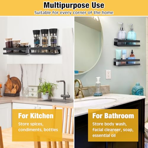 2 Pieces Stainless Steel Shelf Bathroom Shower Floating Shelves Wall Mounted Shower Caddy Basket Shelf Storage Organizer Shelves for Bathroom (2 Count)