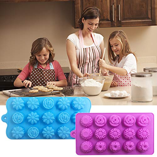 4 PACK Flower Shape Chocolate Candy Molds Set