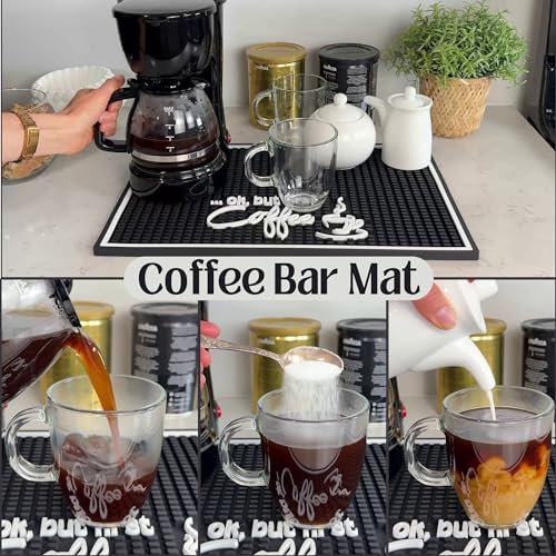 Ok But First Coffee Silicone Bar Mat for Countertop 18x12