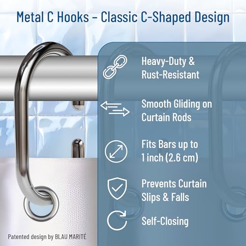 12 Metal Shower Curtain Hooks (12 Count)