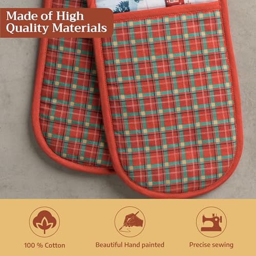 Double Oven Mitts 100% Cotton Double Oven Glove