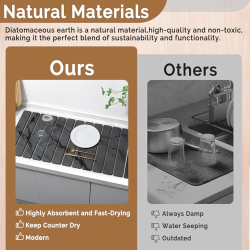 Extra Large Stone Dish Drying Mat for Kitchen Counter (2 Count)