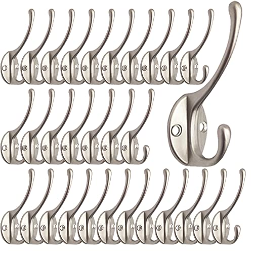 30 Pack Heavy Duty Silvery Dual Coat Hooks for Coat (30 Count)