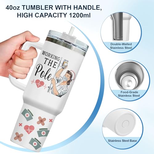 Funny Nurse Working 40 oz Tumbler with Handle