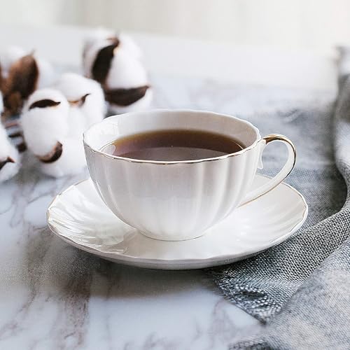BTaT Cappuccino Cups with Saucers 7 oz with Gift Box
